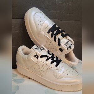 Adidas Rivalry Low Sneakers Iridescent Silver Rhinestones Three Stripes Size 6.5